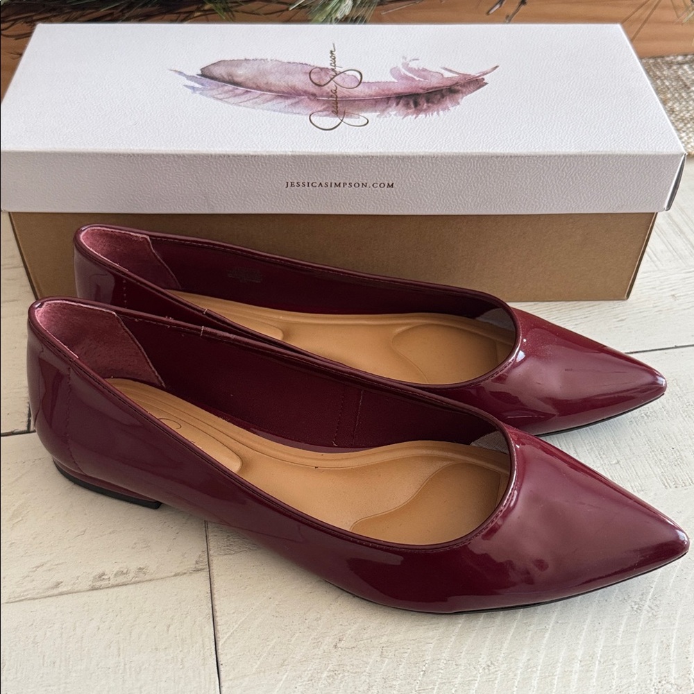 Jessica Simpson JS-Cazzedy Patent Ballet Burgundy Malbec Flats